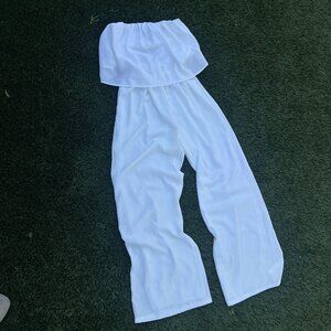 Vici White Long Romper Pantsuit Tube Top – S
